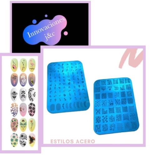 Placa en acero o metal para diseño de uñas
